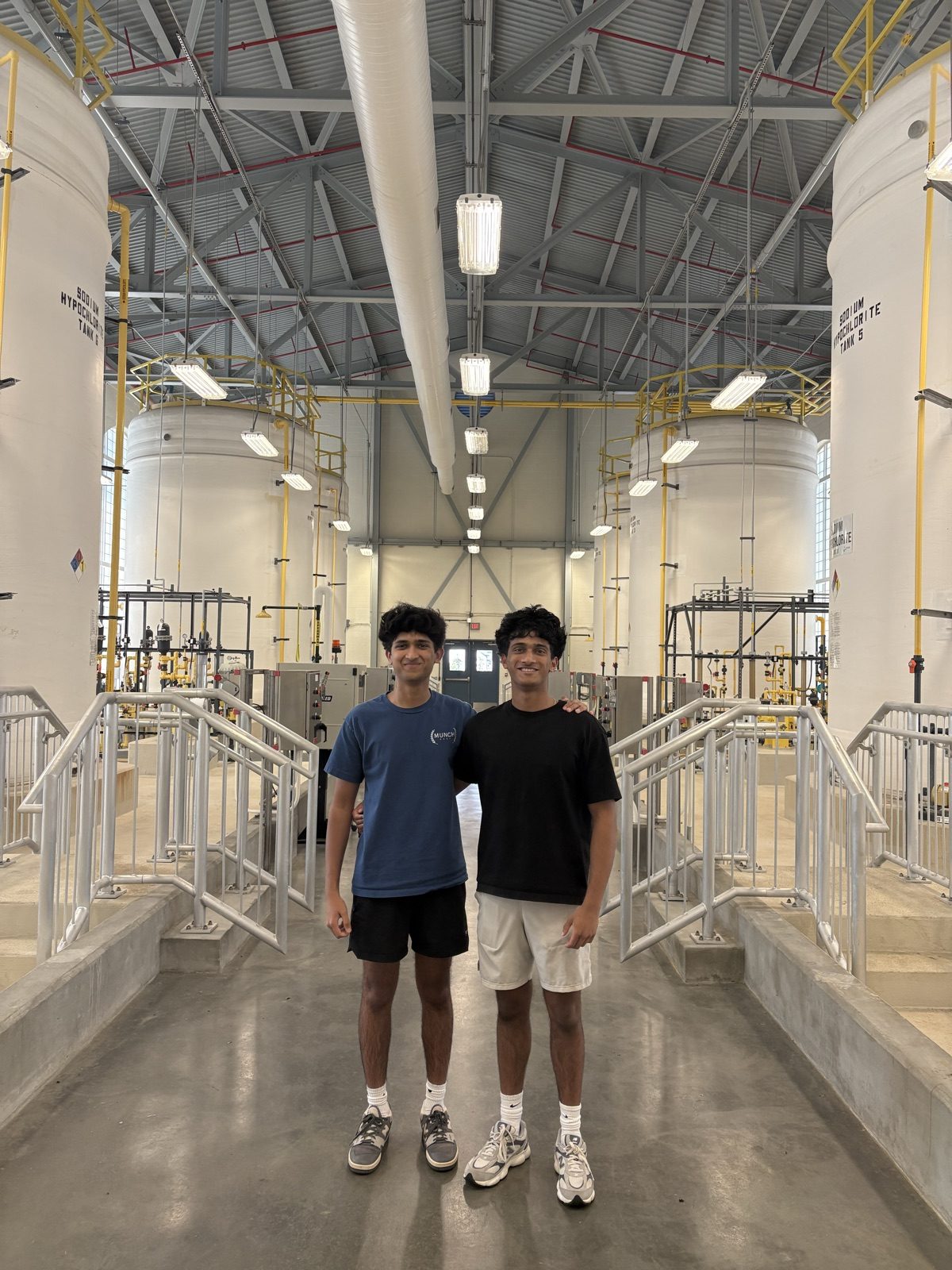 Arjun Pendharkar and Siddharth Santhosh inside the Cary/Apex Water Treatment Facility.